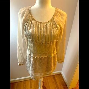 Tempo Paris champagne colored blouse, size S